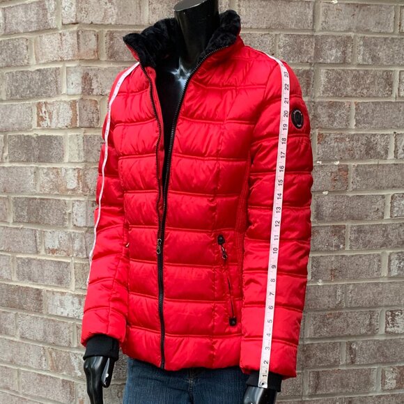 Nautica Red Puffer Water Resistant Midweight Jacket Sz S - Picture 10 of 16